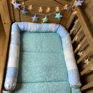 COJIN TUBO X2 CON FUNDA CELESTE / BLANCO