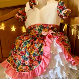 VESTIDO CHINITA ROSAS ROSA TALLA 6-7