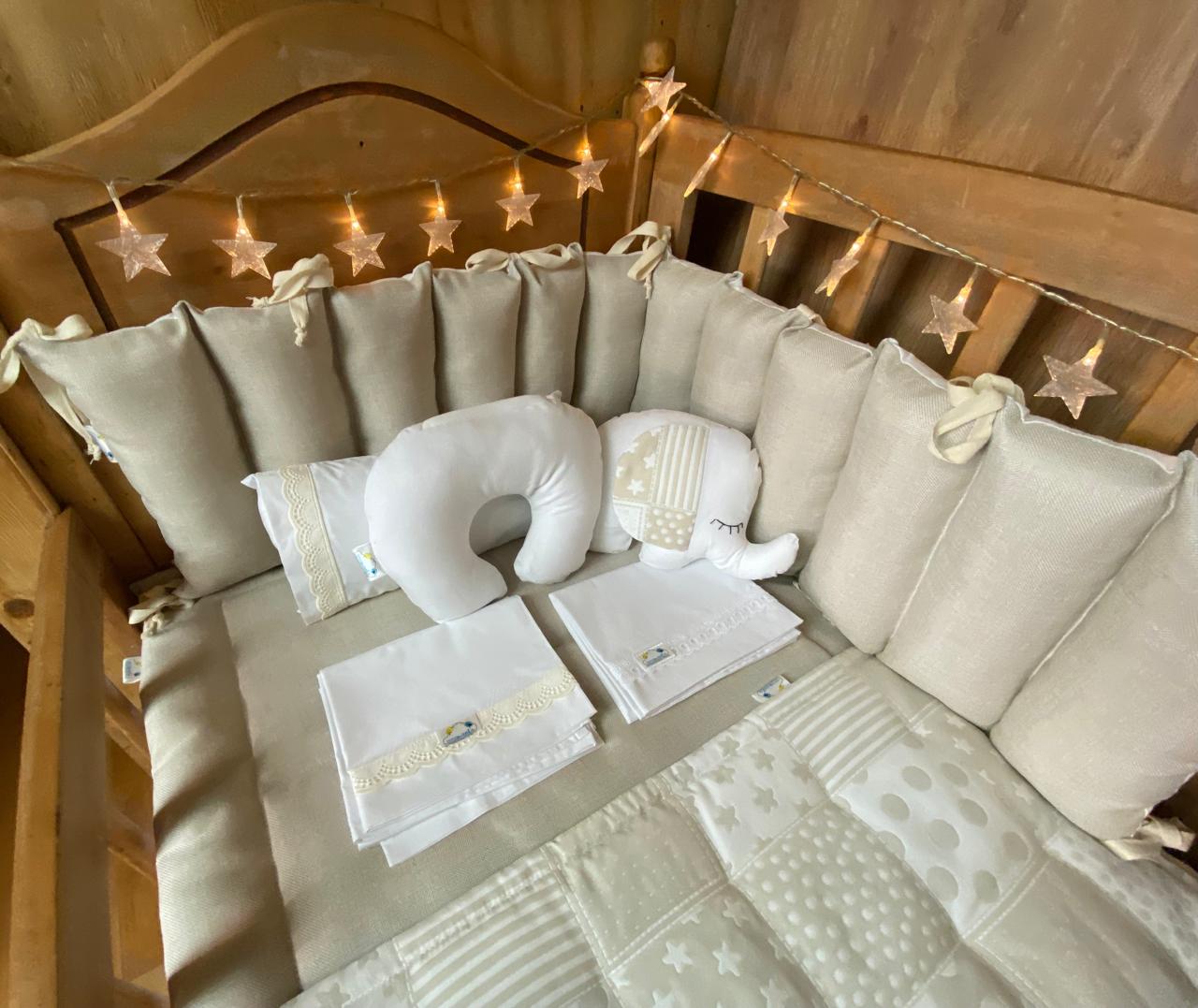 CUBRE BARANDA CRUDO RELLENO 140CM. ( MEDIA CUNA COLECHO)