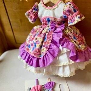 VESTIDO CHINITA FLORES 3D  VUELOS LILA TALLA 0-3 MESES