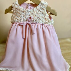 VESTIDO BOTONES DE ROSA DURAZNO TALLA 3 MESES